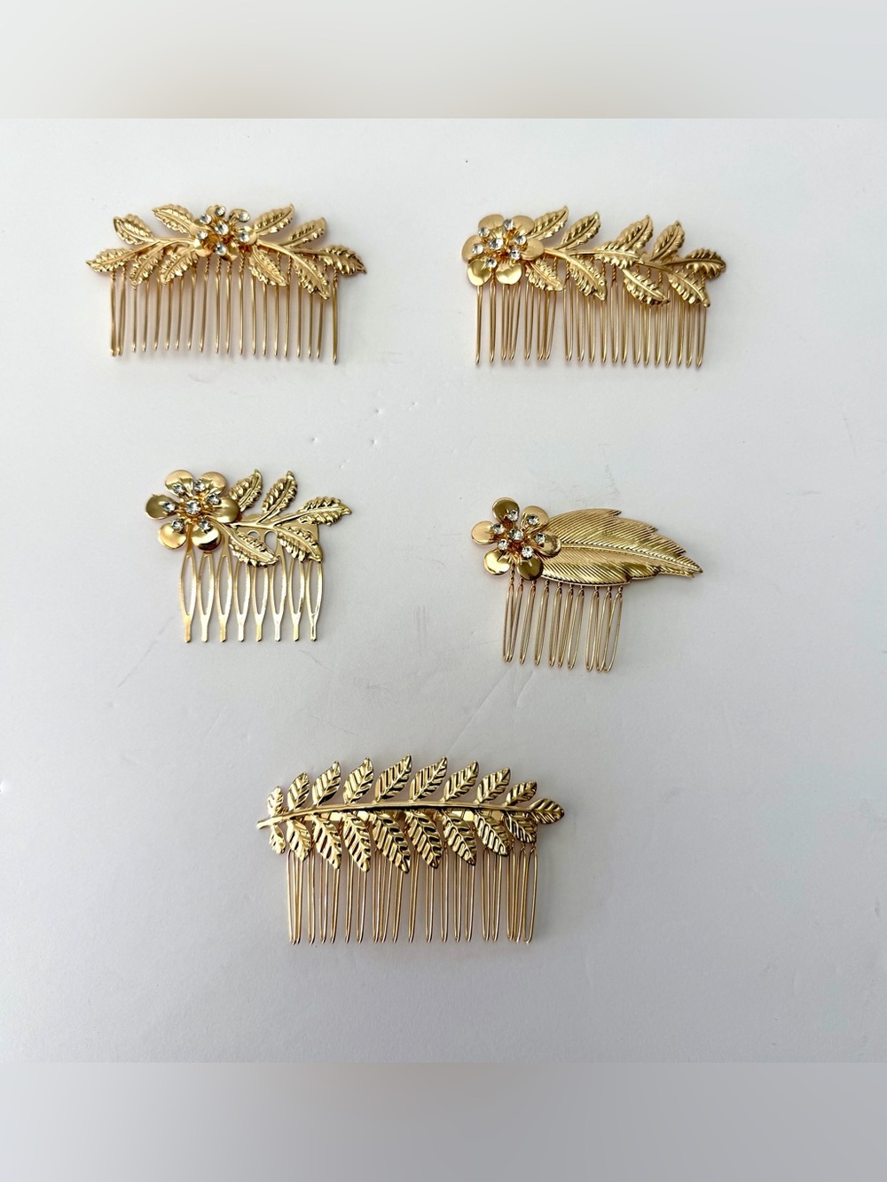 Gold Floral Leaf Decorative Hair Comb - Women Accessories - Picture 9 of 9